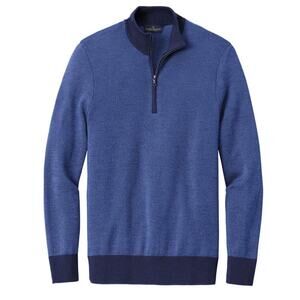 Brooks Brothers Washable Merino Birdseye Quarter Zip Sweater Navy 2XL